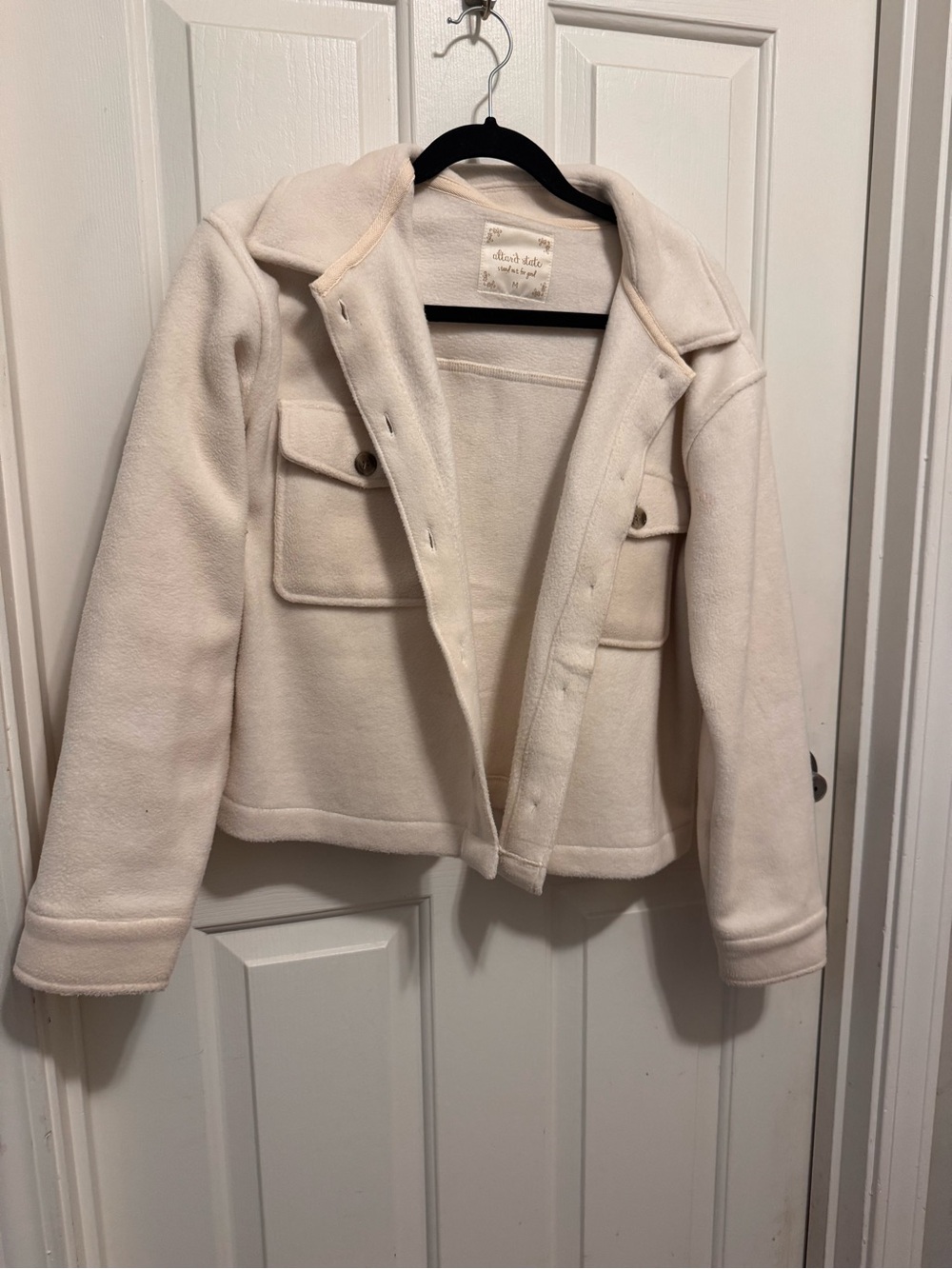 Altar'd State Cream Cropped Button-Front Jacket